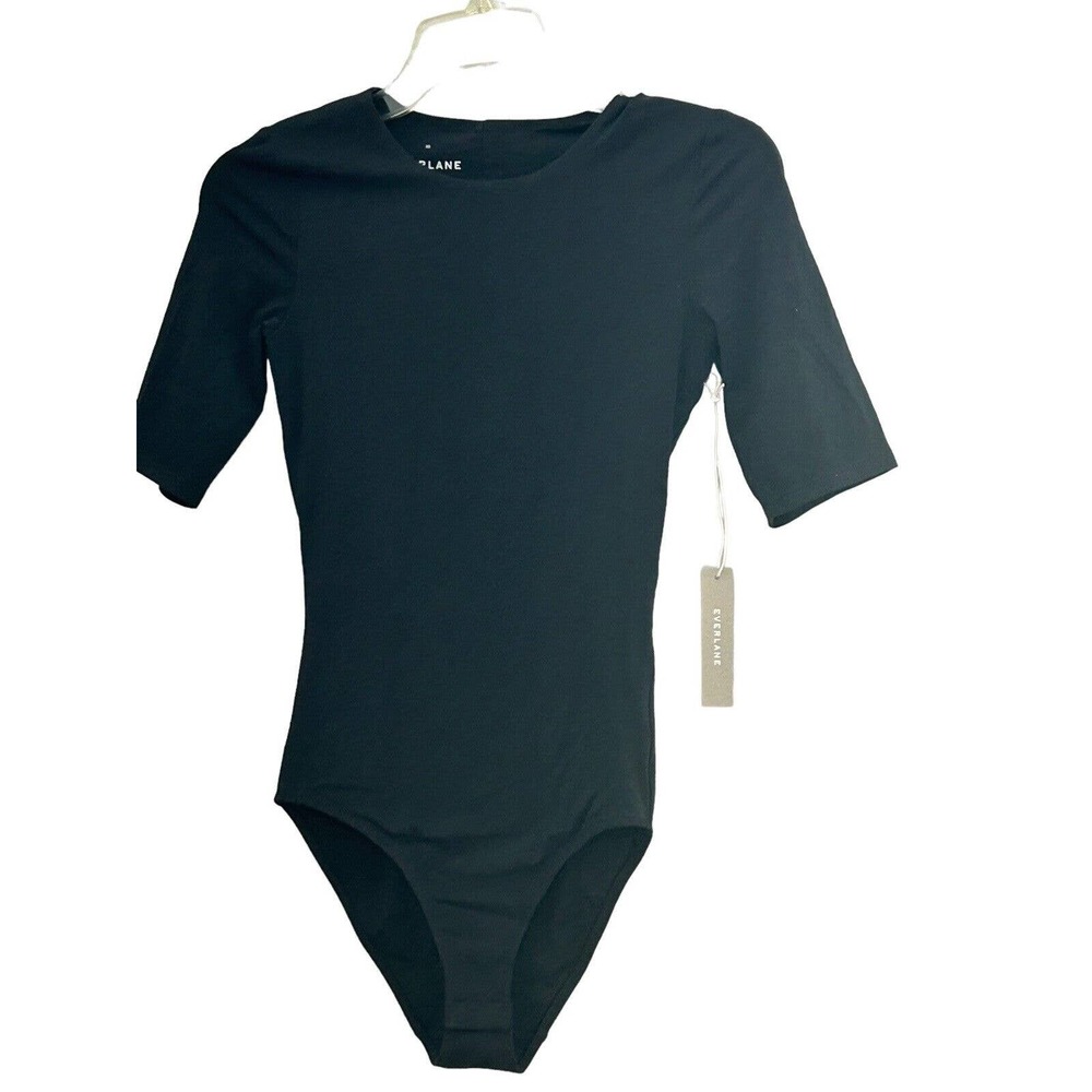 Everlane Women Black Short Sleeve Crewneck Supima Cotton Bodysuit NWT XS